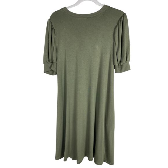 Loft womens Green puffer sleeve dress size Small - Picture 4 of 6